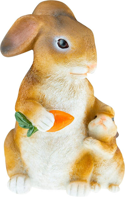 CLEVER GARDEN Cute Resin Garden Statue Decoration, Outdoor Lawn Yard Polyresin Animal Figurine Sculpture Ornament Décor, Rabbit Family