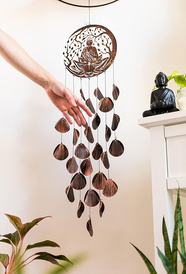 VP Home Shimmering Serenity Buddha Outdoor Garden Decor Wind Chime