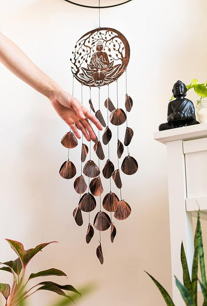 VP Home Shimmering Serenity Buddha Outdoor Garden Decor Wind Chime