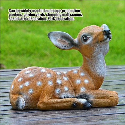 Cute Statues Garden Deer Statues 2Pcs Sika Sitting Statue Sculpture Animal Model Art Craft Backyard Decor