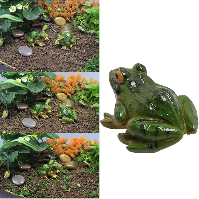 2pcs Resin Simulation Frog Statue Animal Sculpture 6.5x5.5x3.8cm for Home Garden Backyard Outdoor Decoration