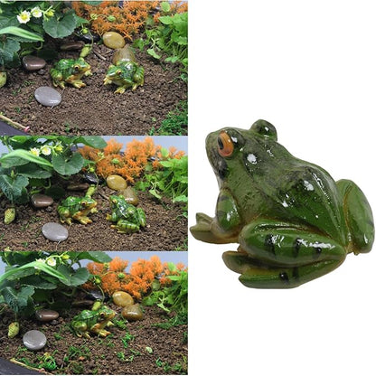 2pcs Resin Simulation Frog Statue Animal Sculpture 6.5x5.5x3.8cm for Home Garden Backyard Outdoor Decoration