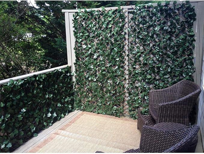 DOEWORKS Expandable Fence Privacy Screen for Balcony Patio Outdoor, Faux Ivy Fencing Panel for Backdrop Garden Backyard Home Decorations - 2PACK