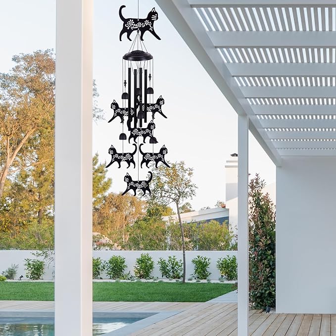 Outdoor Cats Wind Chimes Decoration, Mobile Wind Catcher, Retro Cat Wind Bells, Memorial Wind Chime, Blessing Windchime for Home, Balcony, Yard, Room, Xmas, Party, Indoor, Garden Decor, Gifts for Mom