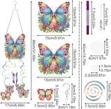 DIY Wind Chime Pendant Spring 3D Diamond Art Painting Hanging Ornament Double Sided Diamond Suncatchers for Window Home Backyard Garden Wall Door Decor-Butterfly01