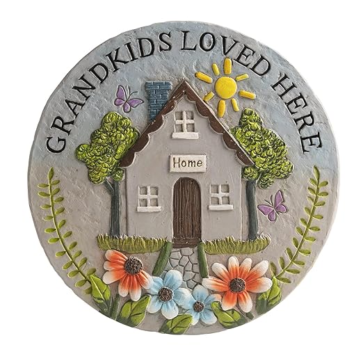 Grandma Garden Stepping Stone Yard Walkway Step Stone Grandma Gifts from Grandchildren Home Outdoor Decor Lawn Concrete Stepping Stones with Sayings Outside Decorations