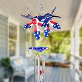Exhart WindyWing Patriotic Hummingbird Wind Chime with American Flag Wings That Spin in The Breeze, 8 by 18 Inches