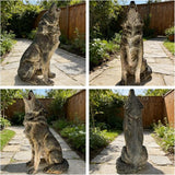 Large Howling Wolf Resin Statue - 17.9" L x 29.7" H Realistic Alpha Wolf Sculpture, Weatherproof Outdoor Garden Decor for Patio, Lawn & Yard, Wildlife Art Gift for Nature Lovers