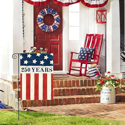 250 Years America Anniversary Garden Flag, Double-sided 250 YEARS Usa Flag Patriotic 4th of July Yard Sign for Outdoor Independence Day Decoration