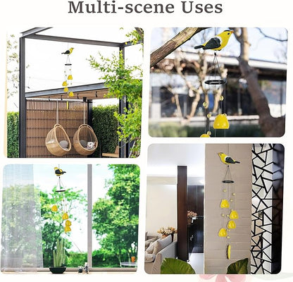 Bird Wind Chimes for Outside，Goldfinch Bird Gifts，Yellow Bird Wind Chimes Outdoor Decorations, Mother‘s Day Gifts for Mom/Grandma,Garden Patio Backyard Hanging Decor.