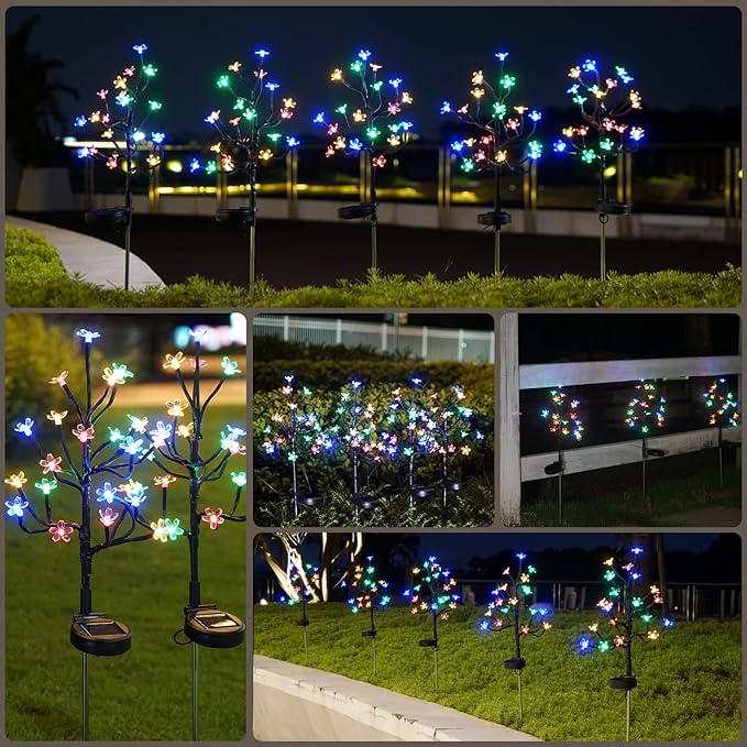Solar Garden Lights Outdoor Waterproof,Garden Decor Solar Flowers For Outside Decorative,6Pack 2Modes Solar Powered Fairy Outdoor Decorations for Yard Patio Pathway, Gardening Gifts Mothers Day