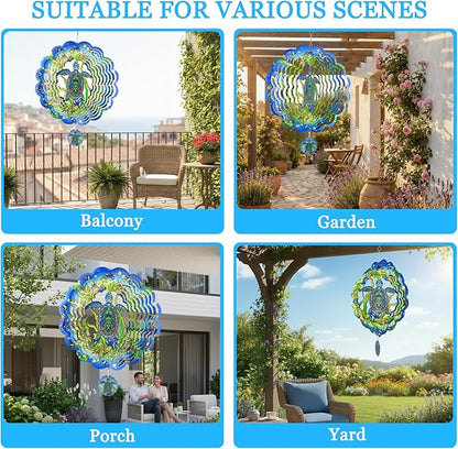 3D Wind Spinner, 12 inch 3D Kinetic Metal Garden Spinners, Rustproof Metal Garden Decor Yard Art, Wind Sculptures Ideal Gift for Homeowners & Garden Lovers