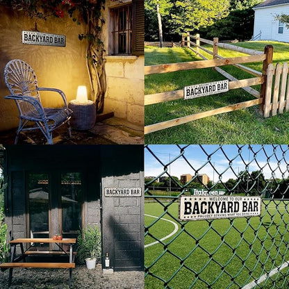Funny Backyard Signs and Decor Outdoor Pool Decor, Outdoor Bar Signs Beer Sign Poop Deck Decor, Welcome to Our Backyard Bar Sign 4x16 Inch