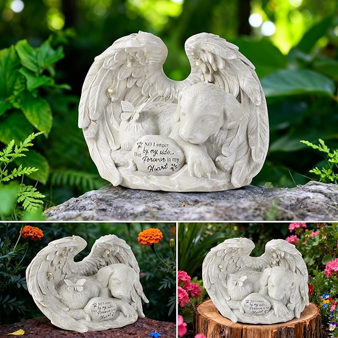 Dog Memorial Gifts, Dog Angel Statue Garden Solar Light, Pet Memorial Figurine