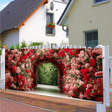 16x7ft Flower Tunnel Arch Garage Door Banner - Colorful Blossom Pathway Backdrop, Large Hanging 2 cars Garage Decorations - for Spring Garden Party & Wedding Valentines Welcome Background Sign, Outdoor Decor
