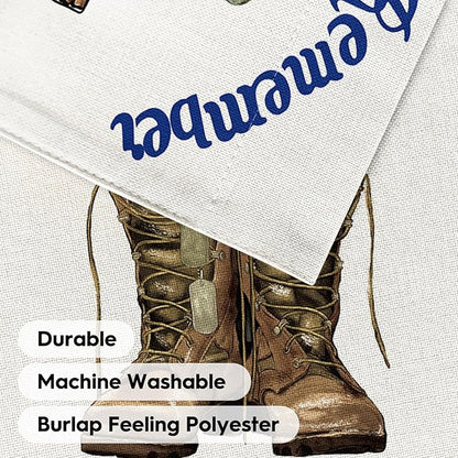 AVOIN colorlife Memorial Day Always Remember Our Heroes House Flag 28x40 Inch Double Sided, Military Soldiers Boots Patriotic Veteran Yard Outdoor Decoration