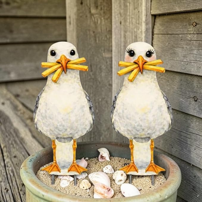 JennyGems Sully and Sally Seagulls - The Local Lovebirds Yard and Garden Signs, Weather Resistant