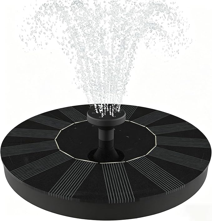 Solar Fountain with LED Lights 6 Nozzles 18CM, Solar Powered Water Floating Pump 50-80CM Spray Height, Large Illuminated Circulation Kit for Bird Bath, Pond, Garden, Pool