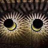 Decorative Solar Mandala Lights Outdoor Waterproof LED Metal Solar Powered Wall Fence Lights for Garden Yard Deck Step Patio Pool Lawn Back Yard Exterior Wall Decorative Lighting(#D,4PCS)
