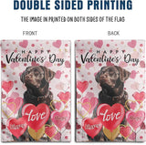 Chocolate Lab Valentine Garden Flag Valentines Day Flags for Outside 12x18 Double Sided Small Yard Flags Labrador Dog Valentine's Day Decor Outdoor Lawn Valentines Banners Front Porch