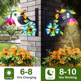 Lewondr Plant Hangers with Solar Light,9 Inch Metal Hanging Plant Bracket Outside,Bee Plant Wall Hook Solar Lights Outdoor for Wall,Flower Basket,Bird Feeder,Lantern,Wind Chime,2 Pack