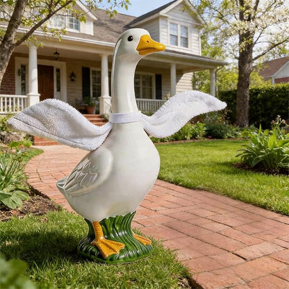 Porch Goose Wings for 23”- 28" Porch Goose Outfit Accessories Poseable White Wings for Yard Lawn Outdoor Garden Patio Decor(1Pcs,White)