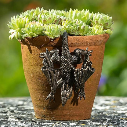 Dragon Planter Pot Hugger, Flower Climbing Animal Figurine, Resin Hanger Statue and Decorative Sculpture for Vase, Garden Outdoor Patio Lawn Yard Decor