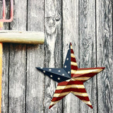 Metal American Flag Barn 3D Star Stripes Patriotic Indoor Outdoor Americana Oudoor Wall Decor (12"X12")