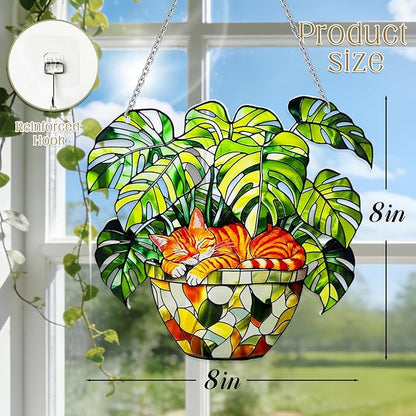 Stained Glass Sun Catchers Indoor Window, 8 in Suncatchers for Windows Hanging, Mother's Day Birthday Gifts for Women Men Mom Nana