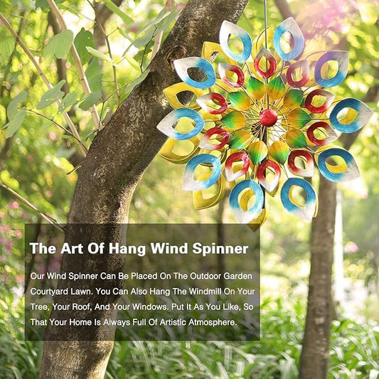 Pure Echo Metal Wind Spinner, 84 inch Large Outdoor Wind Spinners for Yard and Garden, Colorful Decor, Gift for Family Friends