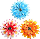 Hotop 3 Pcs Metal Flower Wall Art 3D Metal Daisy Wall Decor Multiple Layer Hanging Flower Rustic Farmhouse Boho Style Decorations for Indoor Outdoor Home Living Room Office Garden, 8 Inches(Vivid)