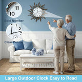 Garden Outdoor Clocks with Thermometer and Hygrometer Combo, Silent No-Ticking Outdoor Wall Clocks, Waterproof Outdoor Clocks Vintage Copper Sun, 18.5 Inch
