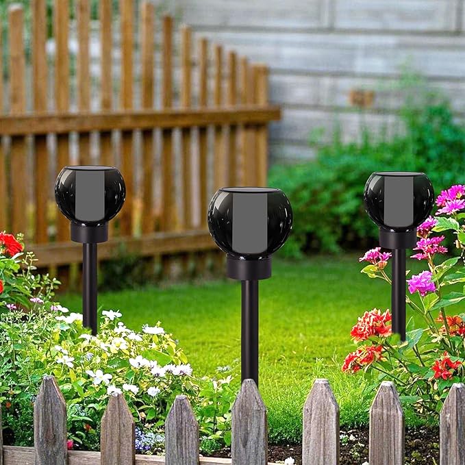 Dynaming 4 Pack Solar Torch Lights Outdoor, Flickering Flame Christmas Pathway Solar Globe Lights, Auto On/Off Garden Decorative Light, Waterproof for Landscape Lawn Patio Yard Walkway Deck Driveway
