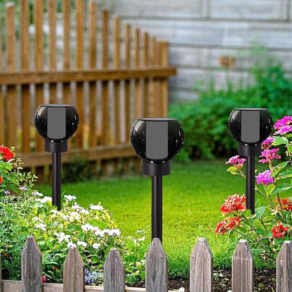 Dynaming 4 Pack Solar Torch Lights Outdoor, Flickering Flame Christmas Pathway Solar Globe Lights, Auto On/Off Garden Decorative Light, Waterproof for Landscape Lawn Patio Yard Walkway Deck Driveway