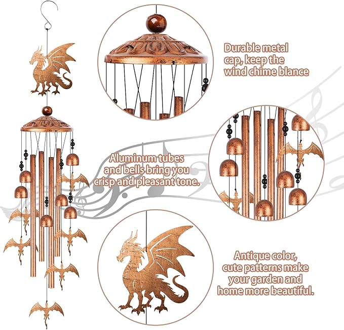 Dragon Wind Chimes for Outside, Fantasy