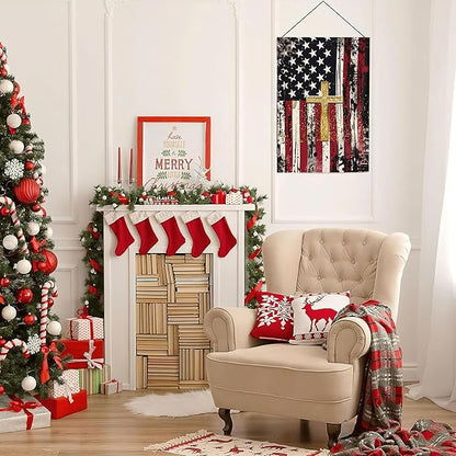 Patriotic Garden Flag Vertical 12x18 Inch Small Yard American Flag Cross Flag Yard Seasonal Holiday Outdoor Decor