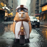 Capybara Solar Outdoor Figurine Light, Capybara Riding Motorcycle Garden Statue with LED Headlight, Waterproof Solar Powered Lawn Decor for Yard Patio Porch, 8.6” x 4.7” x 9.4”