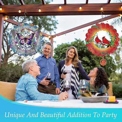 Butterfly Wind Spinners Outdoor, 3D Metal Butterfly Wind Spinner, Elegant Butterflies Wind Spinners Outdoor Hanging for Garden, Patio, Balcony, Birthday Gifts for Mom, Women, Grandma