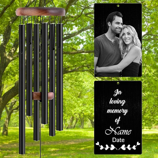 Personalized Wind Chimes Memorial Engraved Gift,Custom Sympathy Wind Chime for Loss of Loved One,Customized Mother Father Dog Pet Family Remembrance Bereavement Gifts