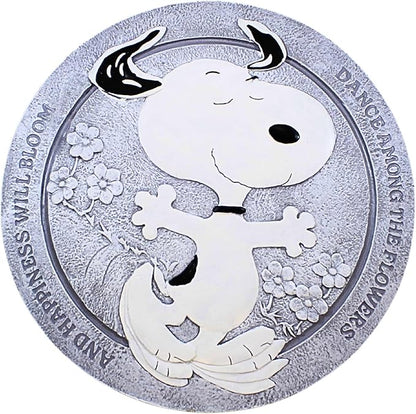 Roman Snoopy Dance Stepping Stone Peanuts, 12-inch Diameter, Resin, Stone Mix, Home, Garden, Outdoor