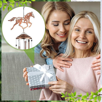 VioraWhite Horses Wind Chimes Outdoor Decorations for Women Men Mom Wife Grandma Birthday Gifts Metal Horses Wind Chimes for Outside Indoors, Lawn, Patio, Home, Porch, Yard Decor, Garden Decor