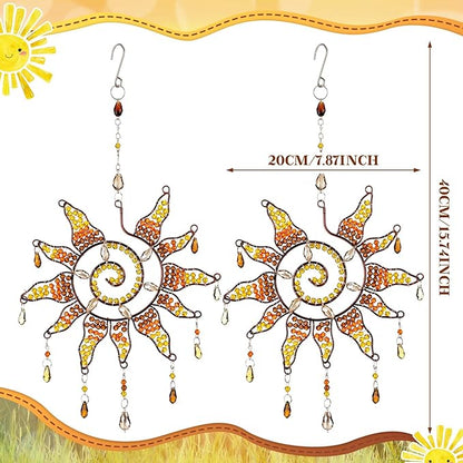 Suncalla 2 Pcs Crystal Suncatchers Hanging for Windows Hanging Sun Shaped Suncatcher Outdoor Indoor Making Rainbows Sun Catcher Ornament for Home Garden Decor Windows Housewarming Gift
