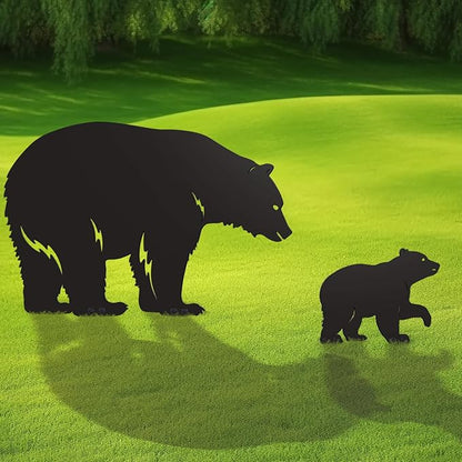 2PCS Black Animal Metal Garden Stakes, Decorative Gifts for Animal Lovers, Women & Men, Black Bear Silhouette Statues for Yard Art, Patio, Lawn, Garden Decorations (Bear)