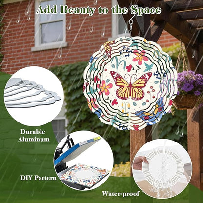 10 Pack Sublimation Wind Spinner Blanks, 8 Inch Double-Sided Sublimation Metal Blanks Bulk for Transfer DIY, Aluminum Hanging Wind Spinners for Indoor Outdoor Porch Garden Yard Window Decor