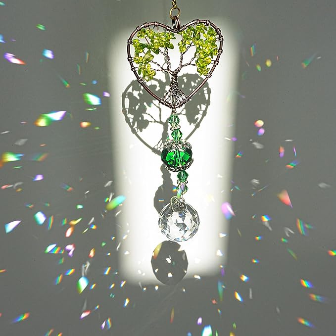 H&D HYALINE & DORA Tree of Life Car Rearview Mirror Hanging Ornament Pendant Accessories Fengshui Suncatcher (Green)