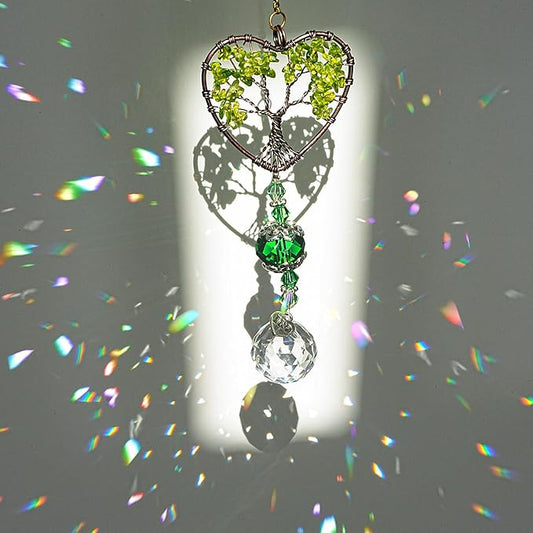 H&D HYALINE & DORA Tree of Life Car Rearview Mirror Hanging Ornament Pendant Accessories Fengshui Suncatcher (Green)