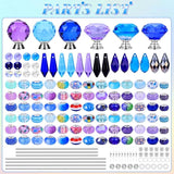 DIY Fairy Wand Garden Stakes Kit, Crystal Beaded Decorative Wands Set, Outdoor Garden Decoration with Assembly Guide (Purple+Aqua+Blue 208 Pcs)