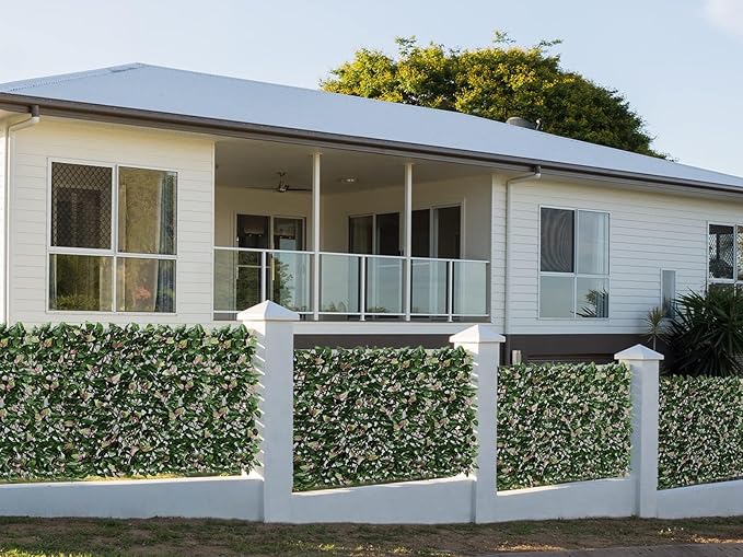 DOEWORKS Expandable Fence Privacy Screen for Balcony Patio Outdoor, 2PCS Faux Ivy Fencing Panel for Backdrop Garden Backyard Home Decorations
