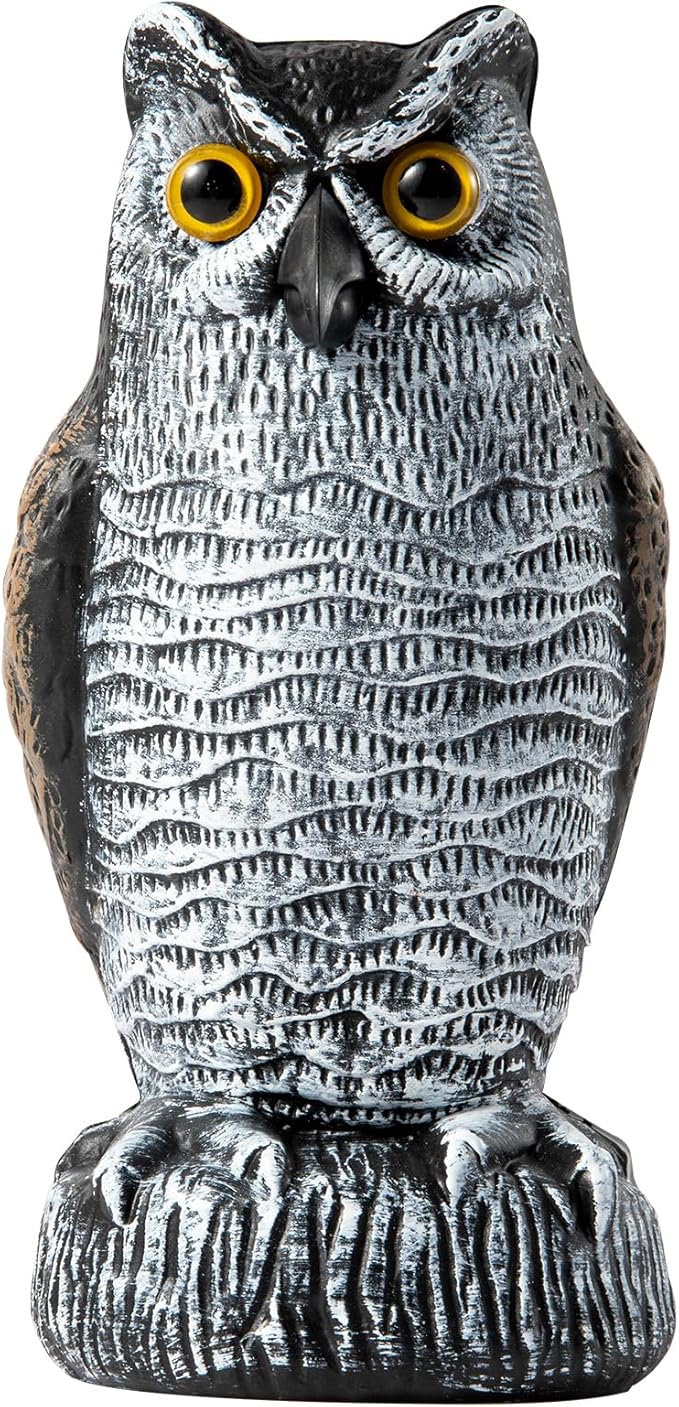 OFFO Fake Owls, Plastic Owl Statue to Decorate The Garden, Porch Pool Patio Yard, Halloween Decorations for Outdoor Garden, 8.3 in Height, Brown and White