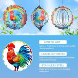Chicken Wind Spinners Outdoor,12 inch 3D Hanging Wind Spinner Spring Garden Decor Rooster Gifts for Women Men,Metal Wind Catchers Kinetic Sculpture for Silhouette,Yard Art,Porch,Patio Decoration